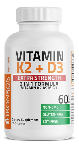 Vitamina K2 Con D3 Extra Fuerte Formula Libre De Omg Bronson