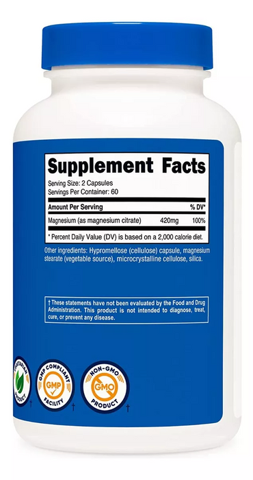 Citrato de Magnesio 420 mg Nutricost