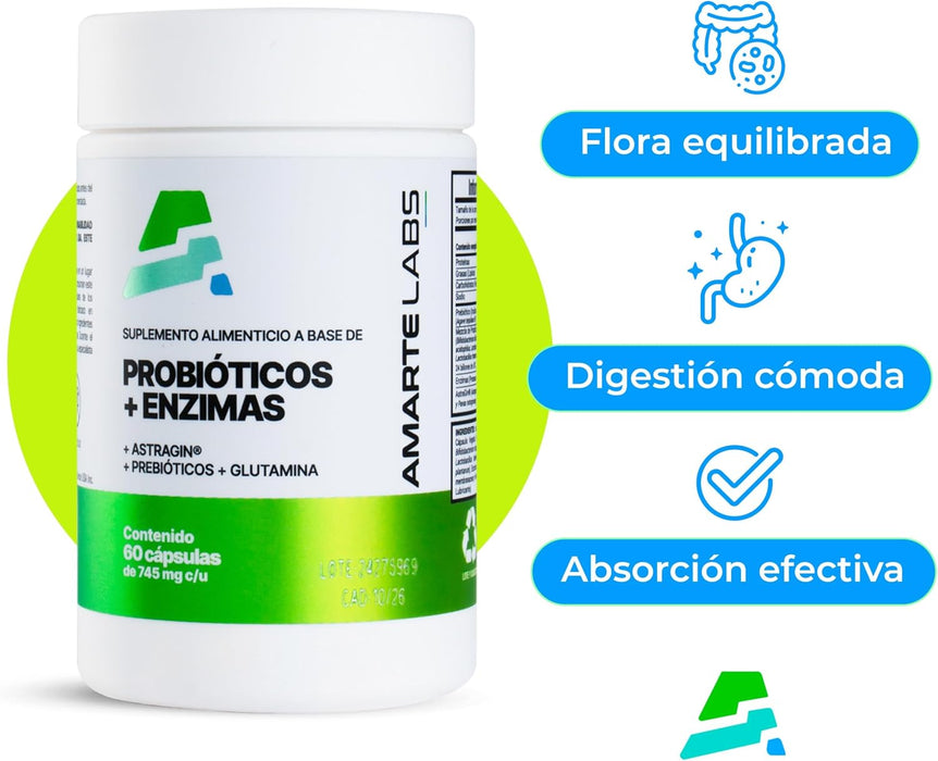Probióticos con Enzimas Digestivas Amarte Labs – Salud Digestiva y Flora Intestinal