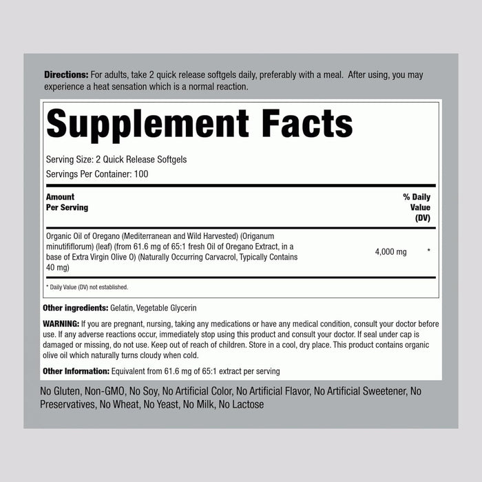 Aceite De Oregano 4000 mg Capsulas de Rapida Absorcion  Piping Rock