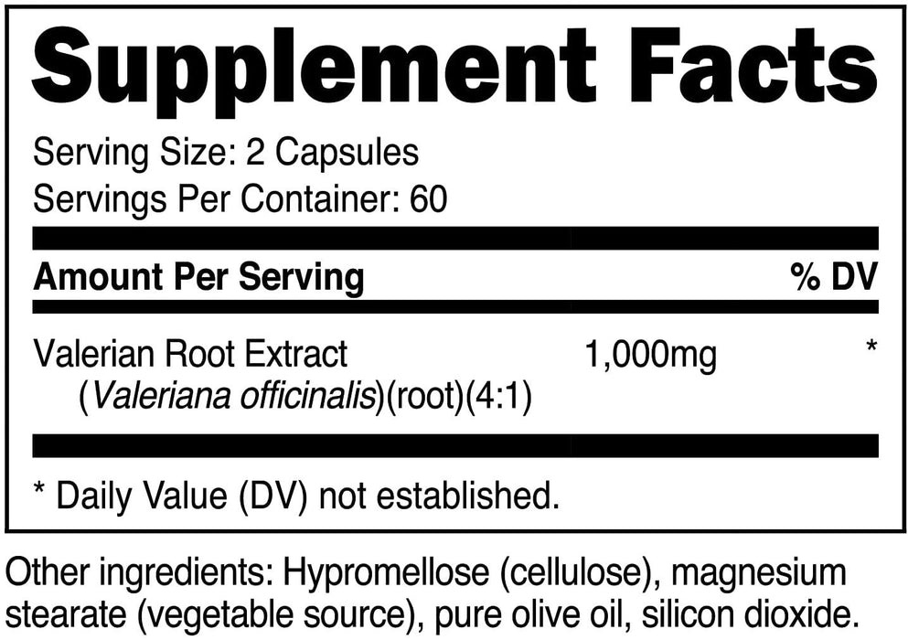Raíz de valeriana 1000 mg Nutricost