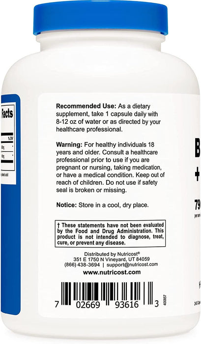 Betaína HCI Pepsina 790 mg Nutricost