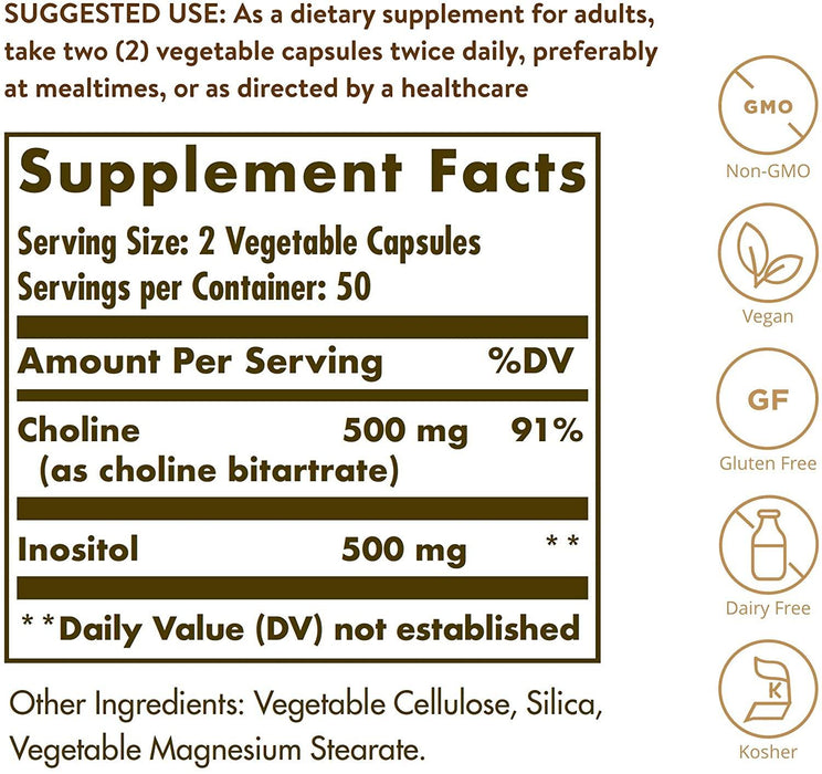 Colina Inositol 500 mg Solgar