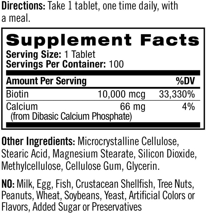 Biotina Ultra potente Tabletas 10,000 mcg Natrol