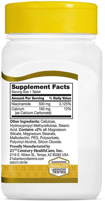 Niacinamida en Tabletas 500 mg 21st Century