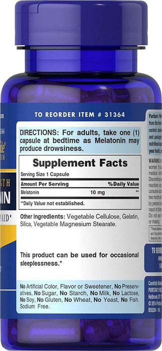 Melatonina 10mg Sueño Relajante Puritans Pride 120 Capsulas