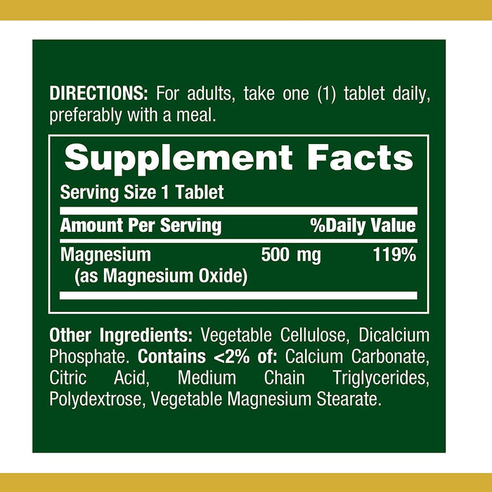 Tabletas de Magnesio Nature's Bounty 500 mg
