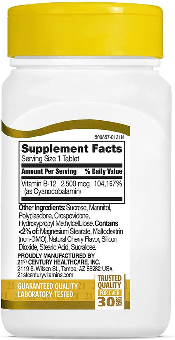 Vitamina B12 2500 mcg Sublingual Sabor Cereza