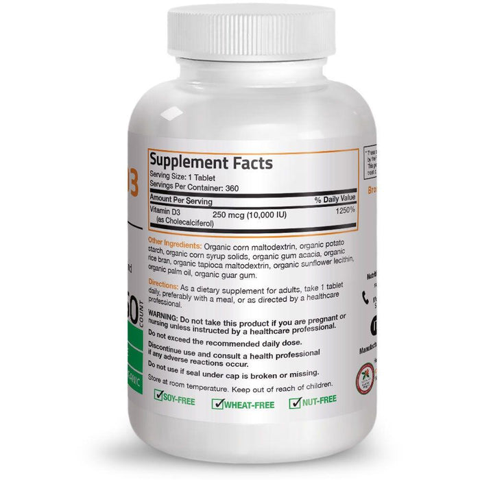 Vitamina D3 Orgánica 10,000 UI Bronson