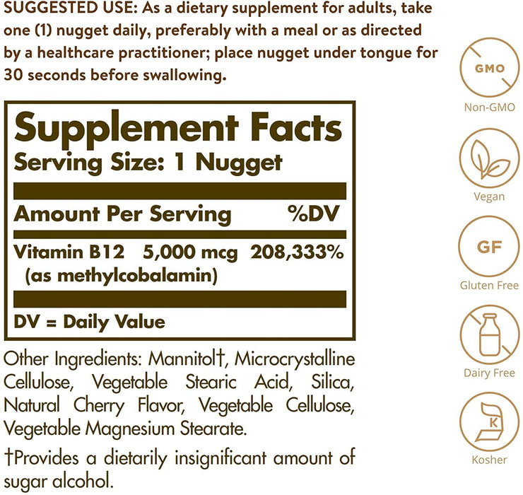 Vitamina B12 Metilcobalamina Sublingual 5000 mcg