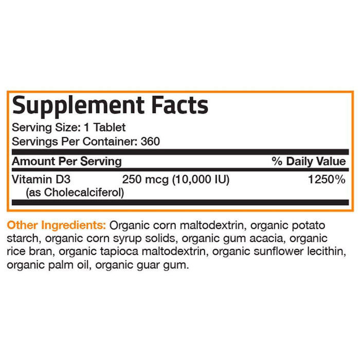 Vitamina D3 Orgánica 10,000 UI Bronson