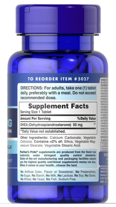 DHEA 50 mg Dehidroepiandrosterona Puritans Pride