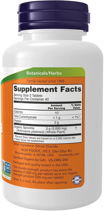Alga Espirulina Orgánica 1000 mg Now Foods