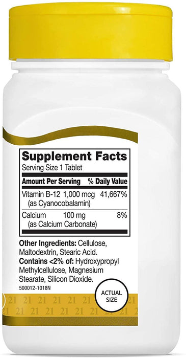 Vitamina B12 liberación prolongada 1000 mcg 21st Century
