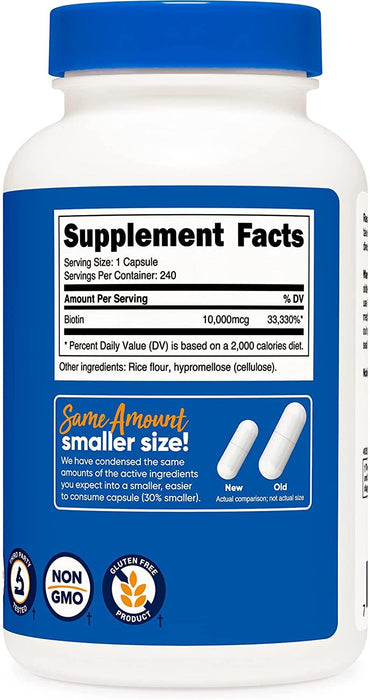 Biotina Vitamina B7 10,000 mcg Nutricost