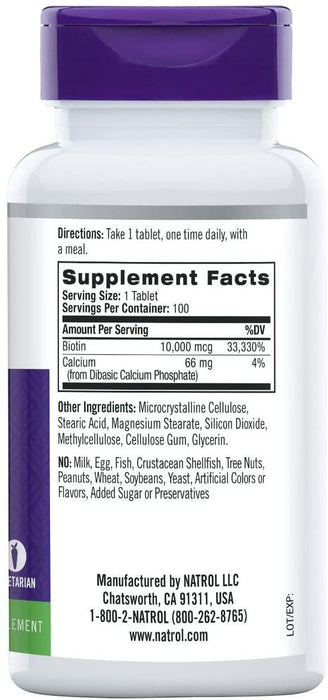 Biotina Ultra potente Tabletas 10,000 mcg Natrol