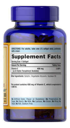 Vitamina E 450 Mg Cápsulas de Rápida Disolución Puritan's Pride
