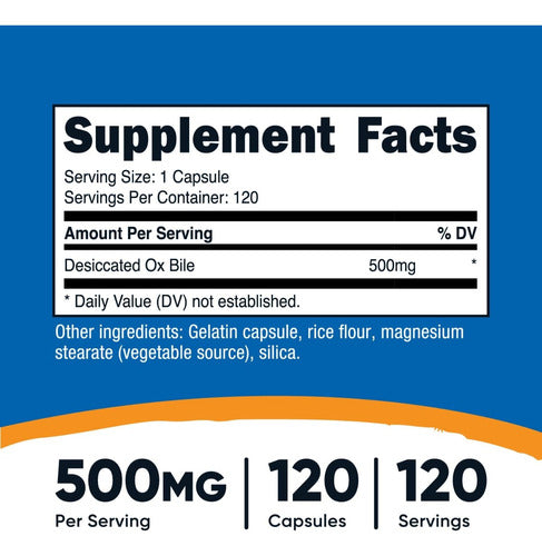 Ox Bile Bilis De Buey 500 Mg Nutricost