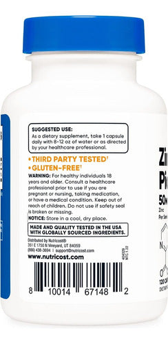 Picolinato De Zinc 50 mg Importado Nutricost