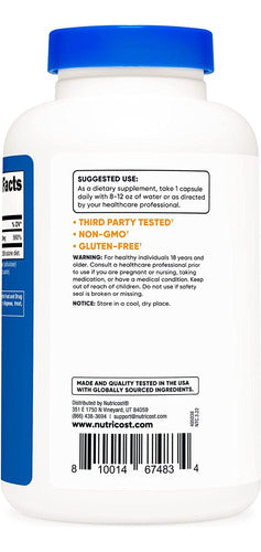 Vitamina C 500 mg Acido Ascorbico Nutricost