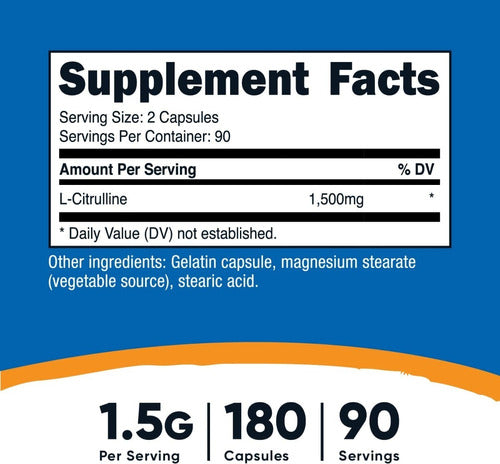 L Citrulina 1500 Mg Importada Nutricost