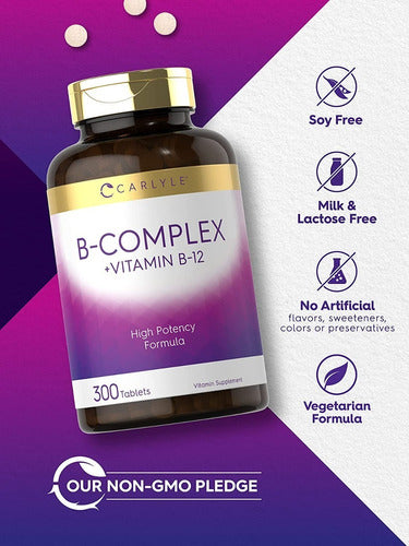 Complejo B + Vitamina B12 Formula De Alta Potencia Carlyle