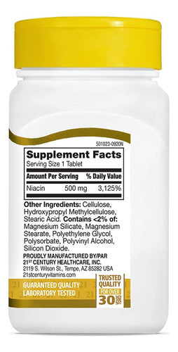 Niacina 500 mg Liberación Prolongada 21st Century