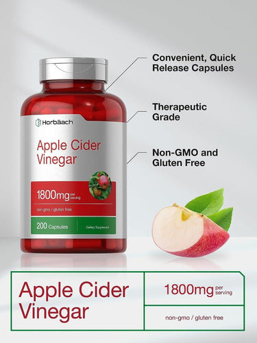 Capsulas De Vinagre De Manzana 1800 Mg Concentrado Horbaach-