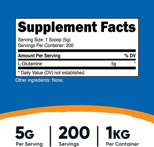 Glutamina Polvo 1kg L-glutamine Nutricost
