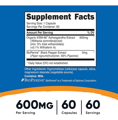 Ashwagandha Extracto De Raíz Ksm 66 Cetificada Nutricost