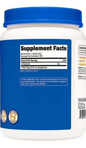 Glutamina Polvo 1kg L-glutamine Nutricost