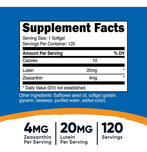 Zeaxantina 4mg Con Luteína 20mg Nutricost
