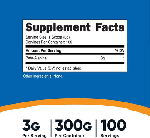 Beta Alanina en polvo Beta-alanine 300 Gramos Nutricost