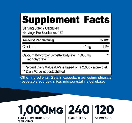 Suplemento HMB 1000 mg Nutricost