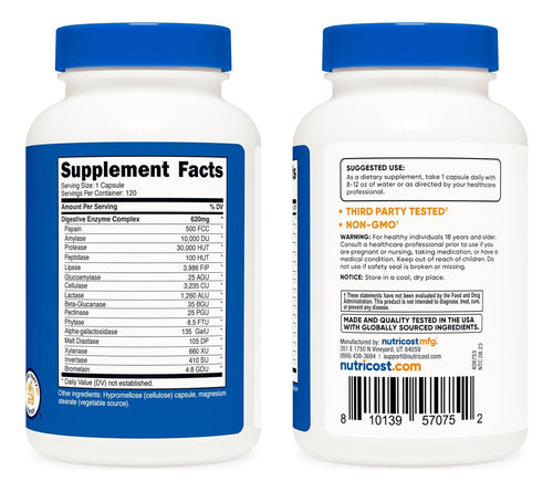 Compuesto de Enzimas Digestivas 620 mg Nutricost