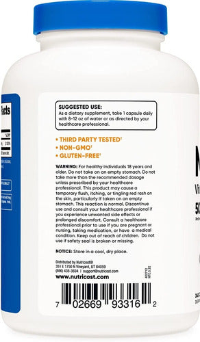 Niacina 500 Mg Vitamina B3 Acido Nicotinico Nutricost