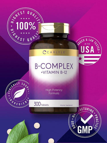 Complejo B + Vitamina B12 Formula De Alta Potencia Carlyle