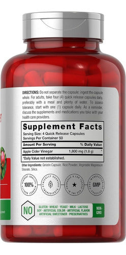 Capsulas De Vinagre De Manzana 1800 Mg Concentrado Horbaach-