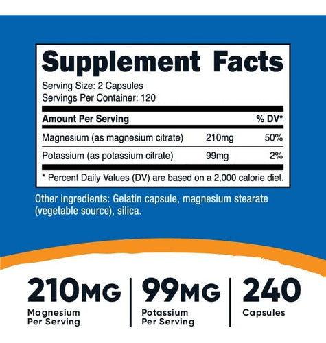 Citrato De Magnesio Con Citrato De Potasio Duo Nutricost