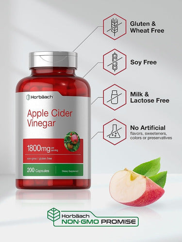 Capsulas De Vinagre De Manzana 1800 Mg Concentrado Horbaach-