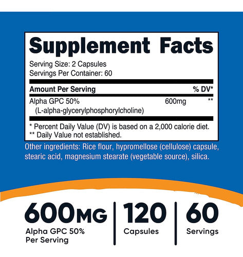Alfa glicerofosfocolina 600 mg NutricSuplemento Alpha Gpc ost