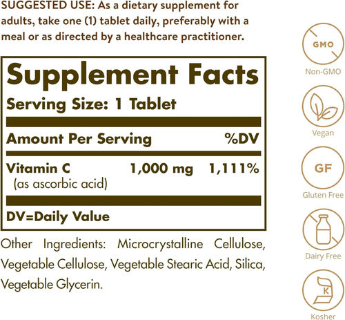 Vitamina C 1000mg Soporte Inmune Y Antioxidante Solgar