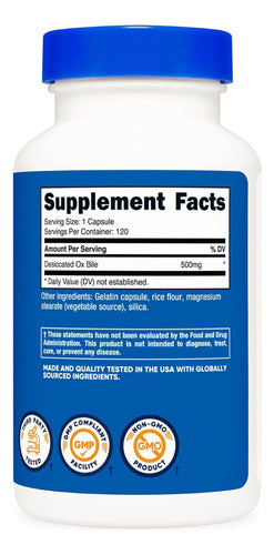Ox Bile Bilis De Buey 500 Mg Nutricost