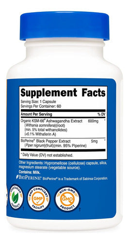Ashwagandha Extracto De Raíz Ksm 66 Cetificada Nutricost