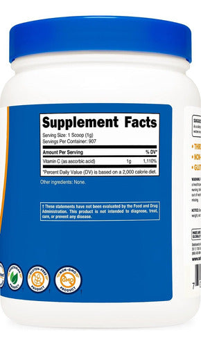 Vitamina C En Polvo 1000 Mg Con 907 Servicios Nutricost