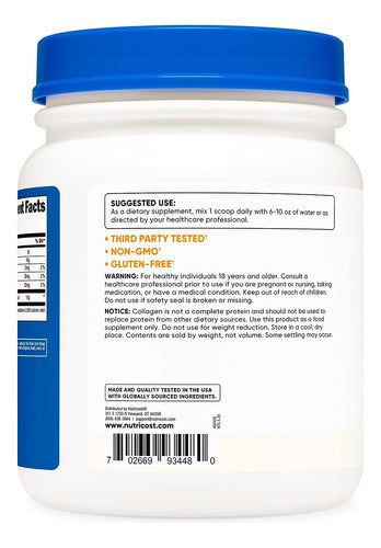 Colageno Hidrolizado En Polvo 1 libra Nutricost