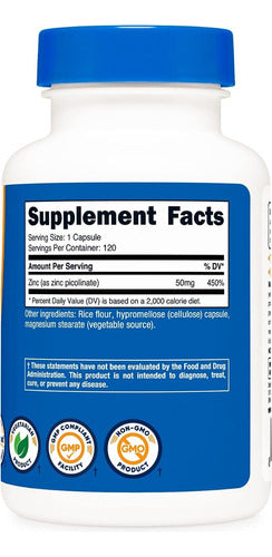 Picolinato De Zinc 50 mg Importado Nutricost