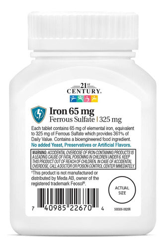 Hierro 65 mg Sulfato De Hierro 325 mg 21st Century