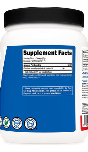 Creatina Monohidratada Sabor Ponche 71 Servicios Nutricost