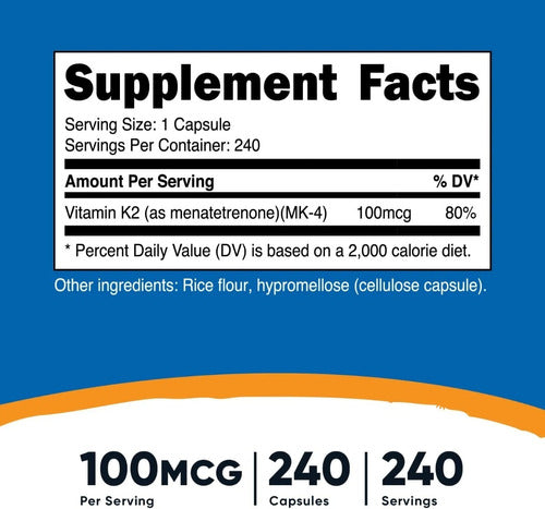 Vitamina K2 Mk-4  100 mcg Nutricost